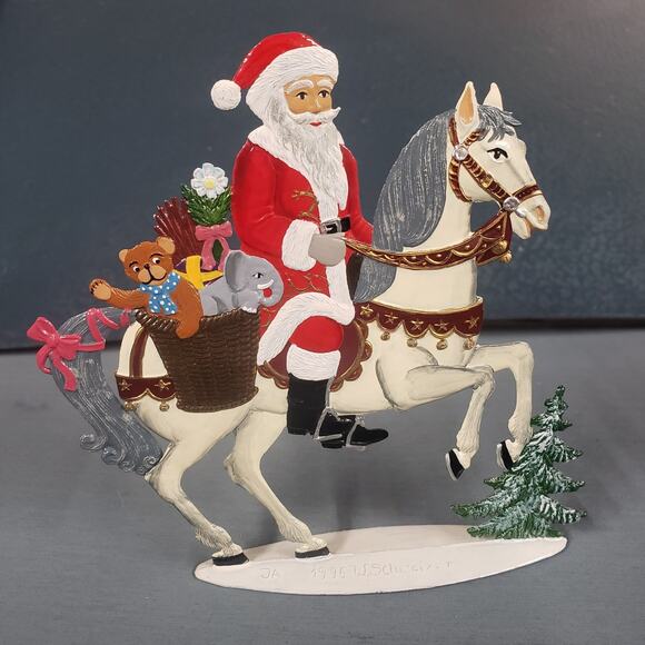 Vintage Christmas 1996 Wilhelm Schweizer German Pewter Santa On A Horse - Picture 1 of 9